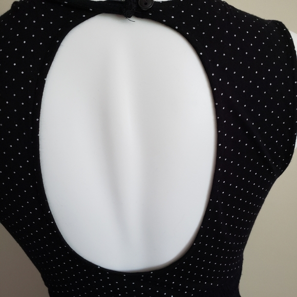 Free People Black Dot Sleeveless Dress Knit Waist - Picture 5 of 10